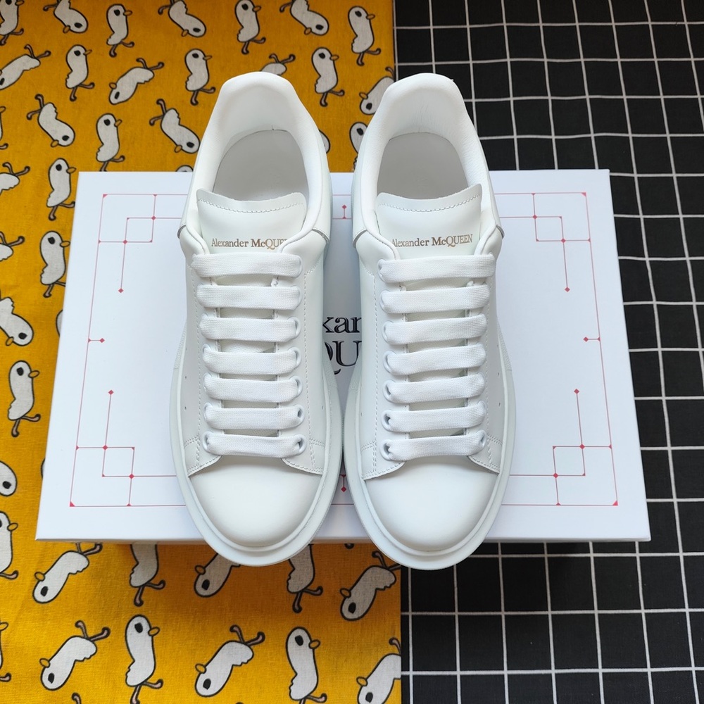 Alexander McQueen White Leather Platform Sneakers - Picture 2 of 4